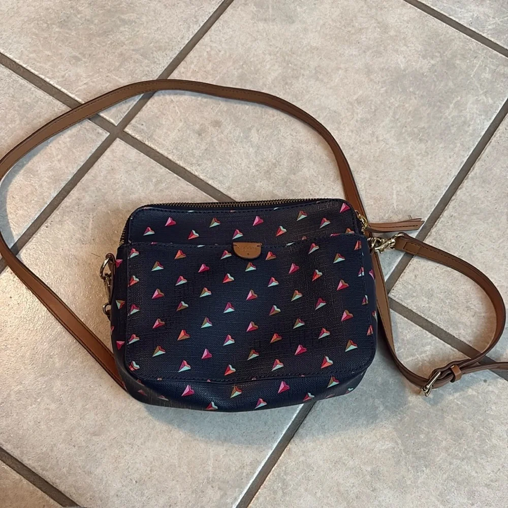 Navy Fossil crossbody purse